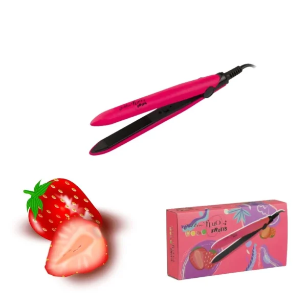 Placa pentru indreptat parul mini FRUITS – Strawberry – FUXIA